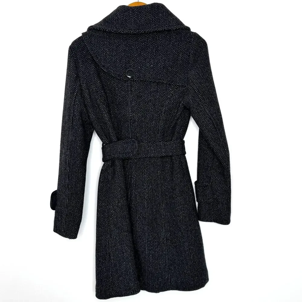 Soia & Kyo‎ Wool Trench Coat Women's Size Small Black